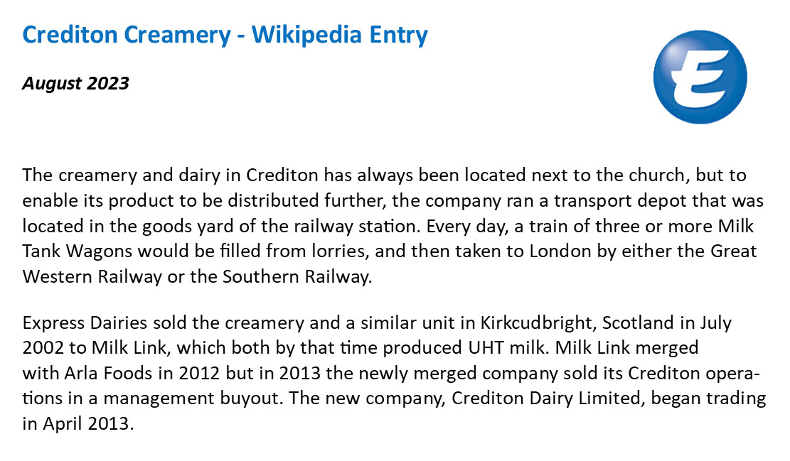 2023 Wikipedia Entry for Crediton Creamery
