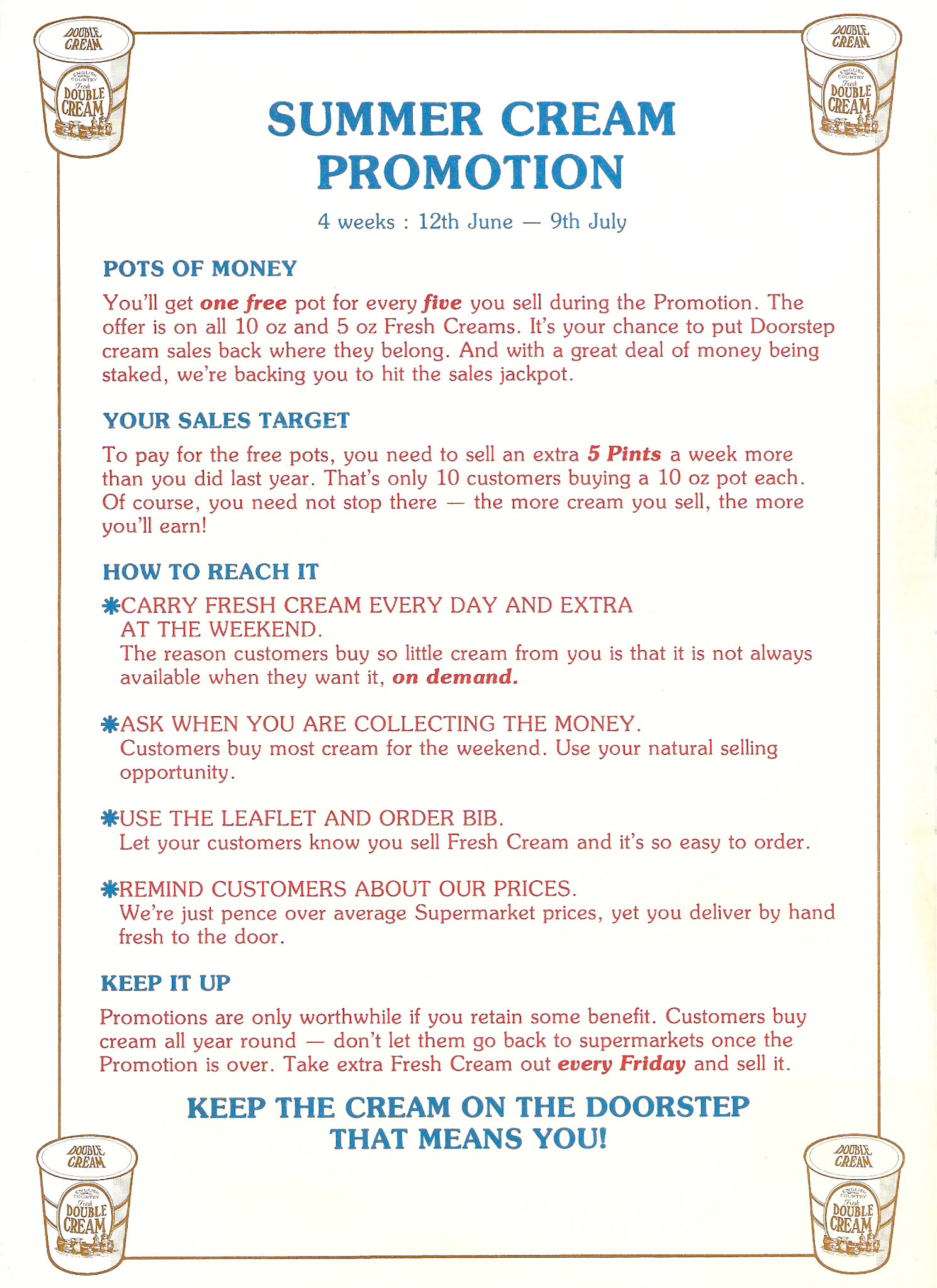 1983 Summer Cream Promotion Leaflet (Courtesy Paul Luke)