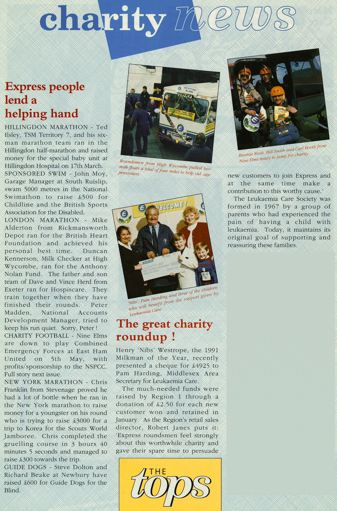 1991 Charity News.  (1991 Summer Tops Magazine)