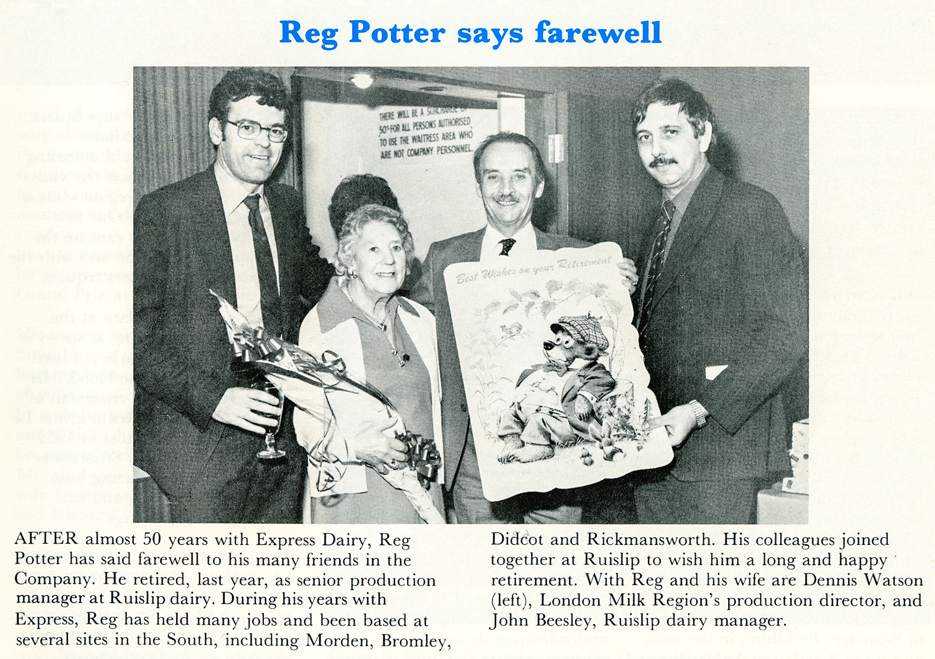 1982 DENNIS WATSON (Reg Potter retirement, with Dennis Watson and Jim Beesley)