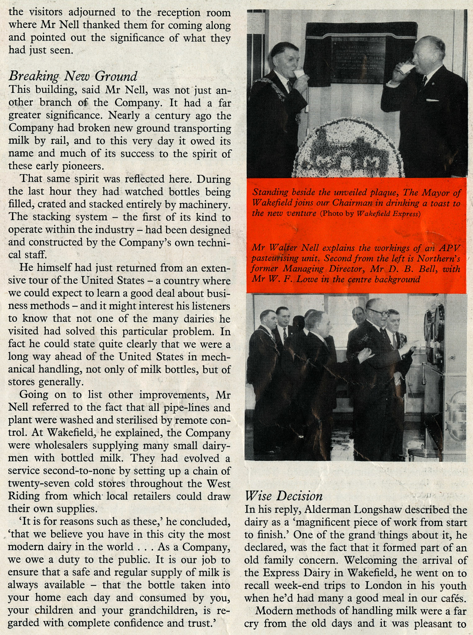 1959 Wakefield Dairy official opening