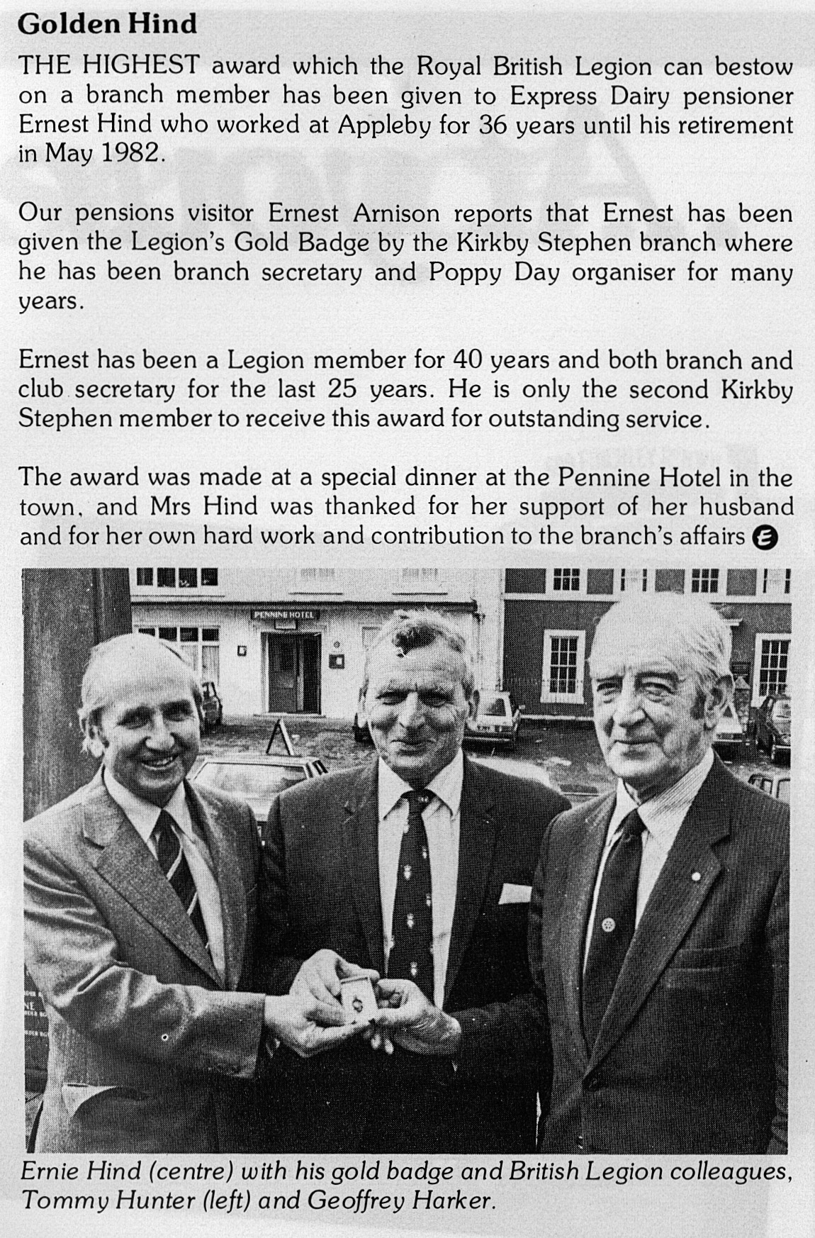 1984 Ernest Hind retires after 36 years at Appleby