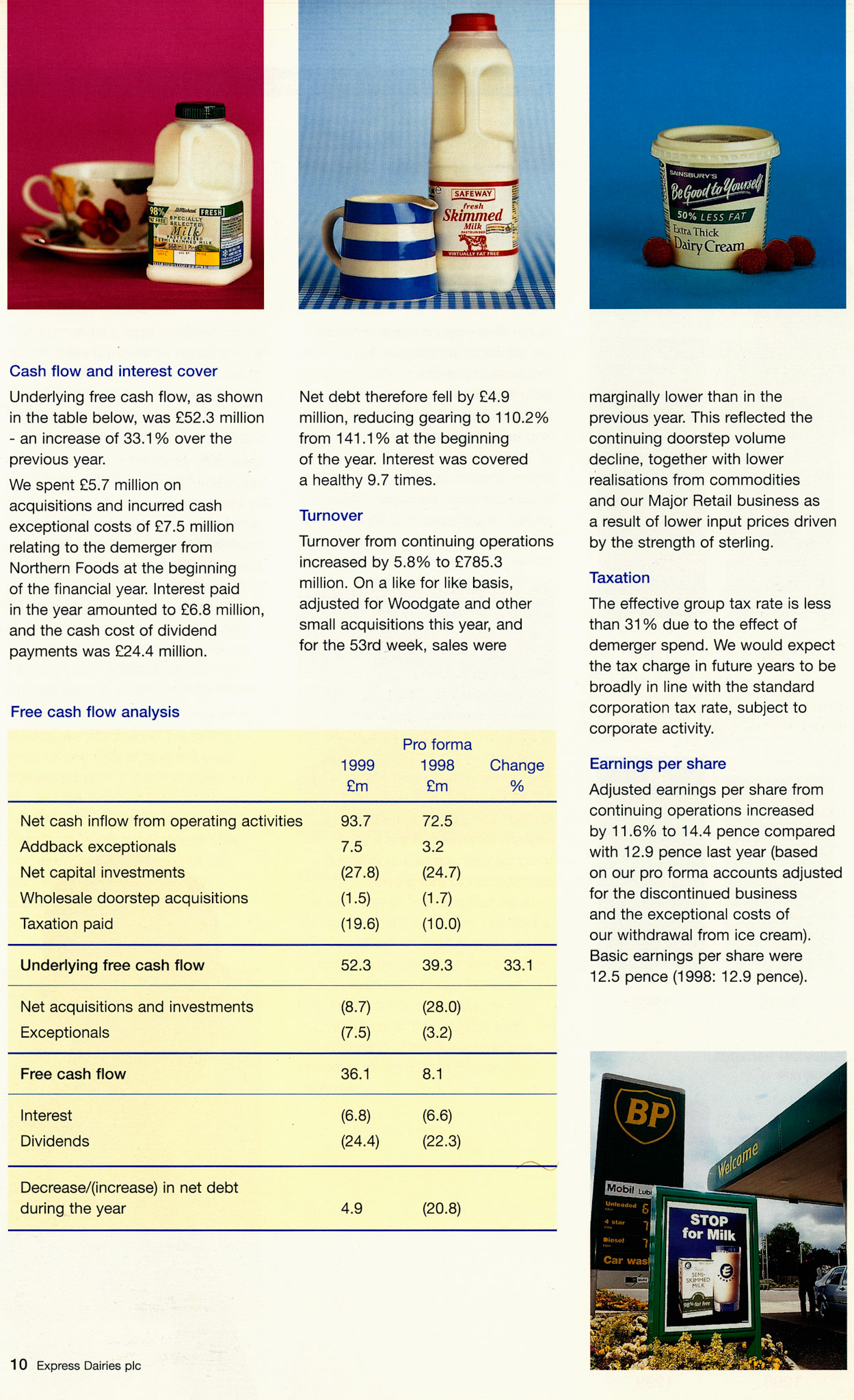 1999 Express Dairies plc Annual Report Page 10 (Courtesy Paul Smith)