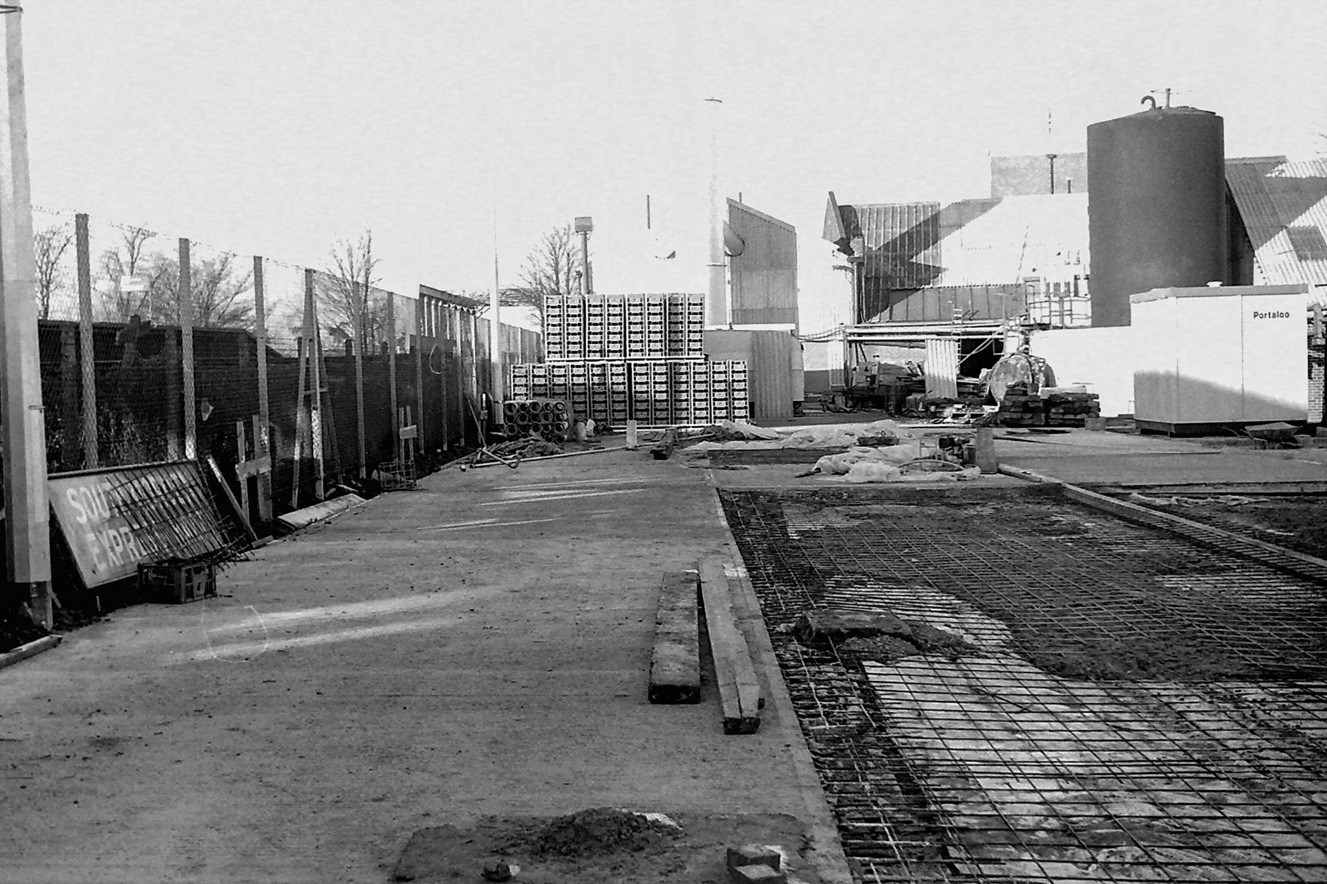 1979 Preparation of old rail siding for car and lorry parking. (Picture from Sam Jones via Geoff Smith)