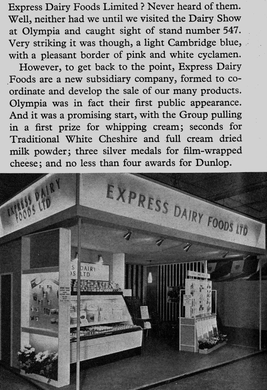 1960 The newly formed 'Express Dairy Foods' Company exhibit at Olympia. (Express News Christmas)