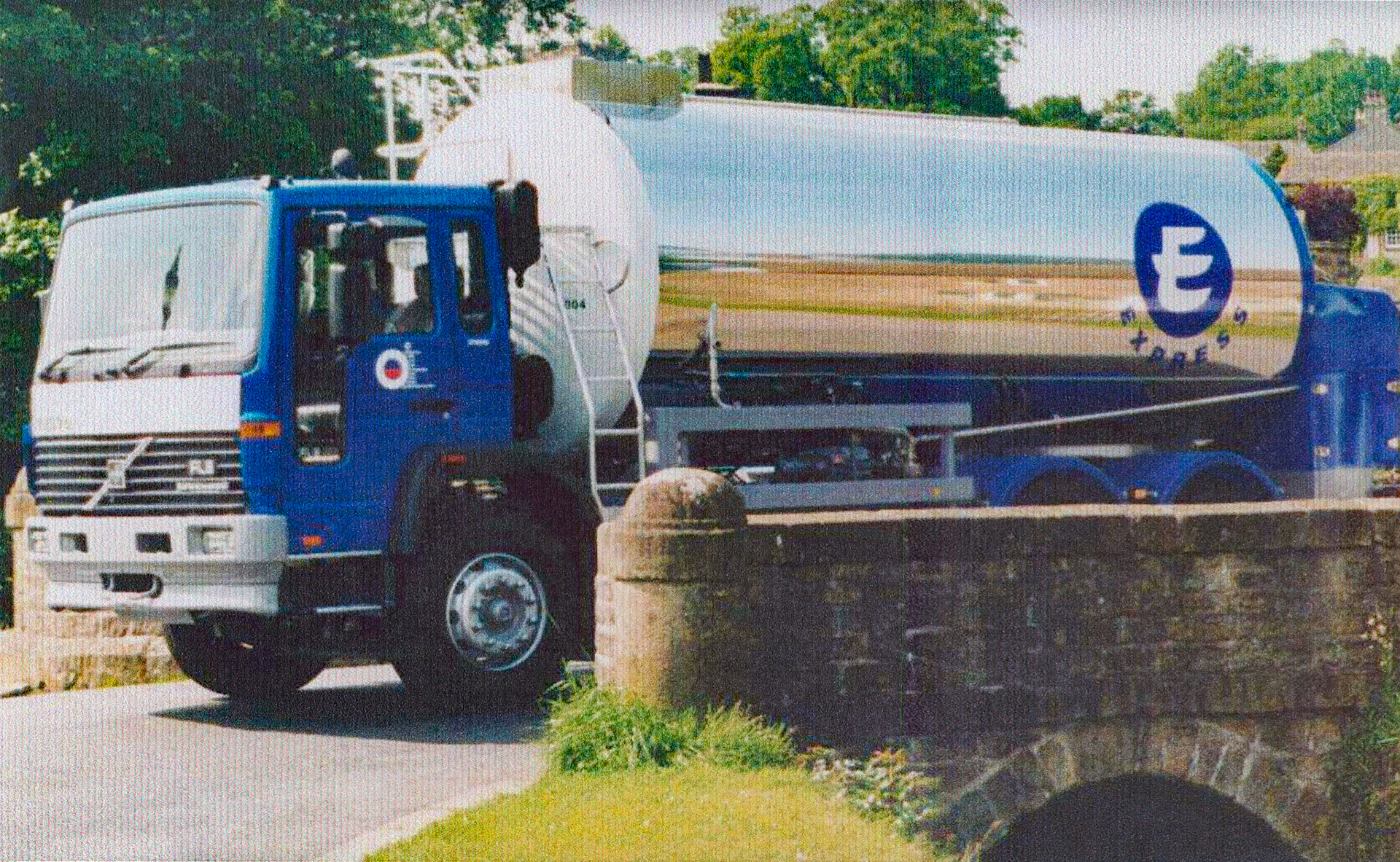 1990s Express Distribution Volvo  farm collection tanker. Billy Weir comments "That's when we were Coldstream". (Courtesy Paul Luke)