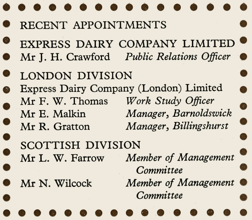 1960 Recent Appointments (Express News Christmas)