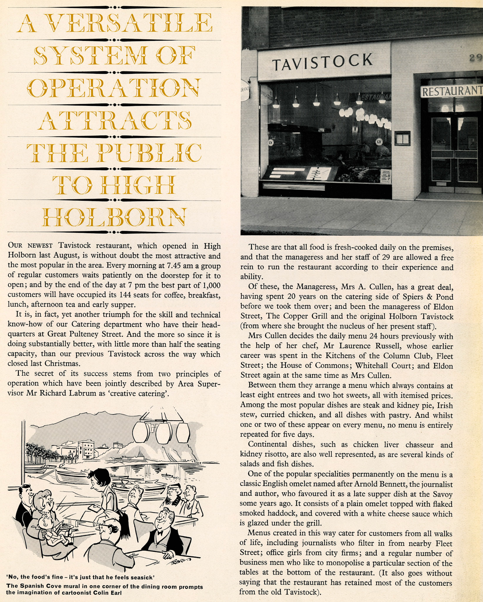 1965 Tavistock Restaurant in High Holborn, Central London