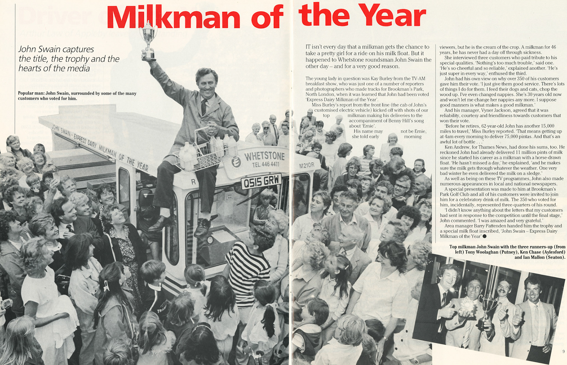 1986 John Swain from Whetstone wins Milkman of the Year Competition