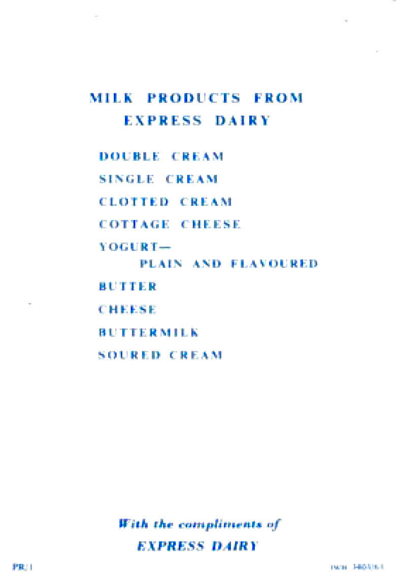 1963 customer leaflet 'The Story of MILK today'. 12 page leaflet issued to customers of Express Dairy, measures 10.2 cm. x 15.2 cm. when closed. (Courtesy Mark Hudson)