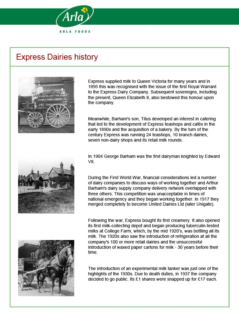 2003 Express History according to Arla Foods