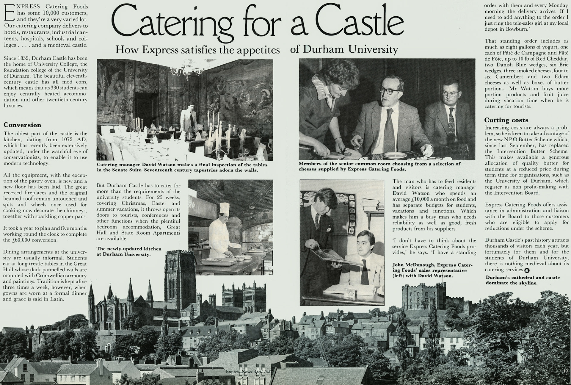 1982 Express Catering Foods supply Durham University. (Express News April)