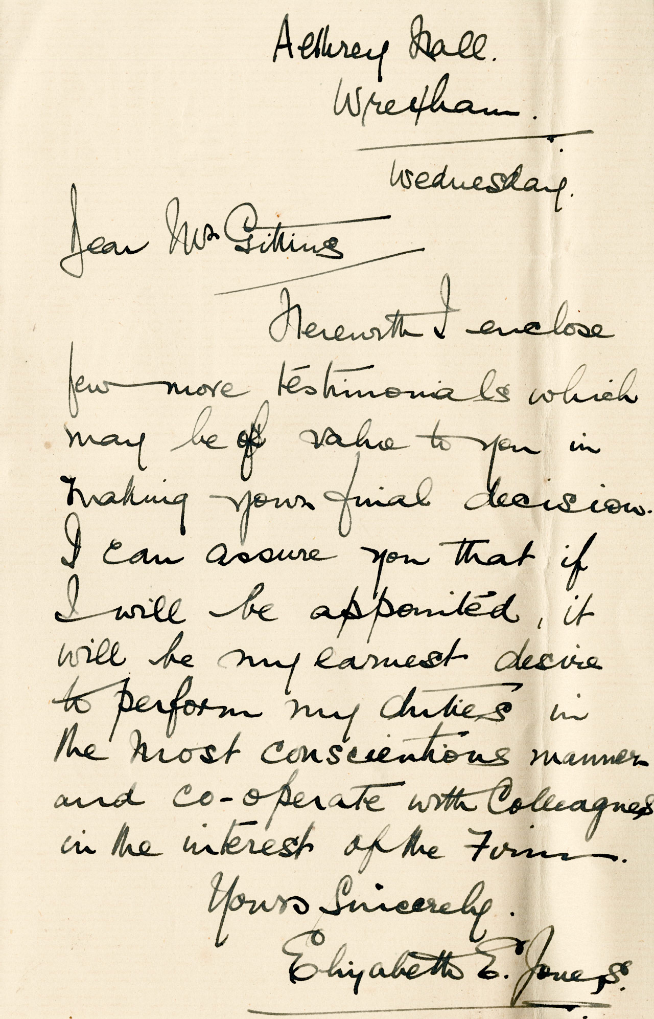 1930 Ruyton Co-operative Dairies-Cheesemaker Job Applications-Miss Emily Elizabeth Jones.