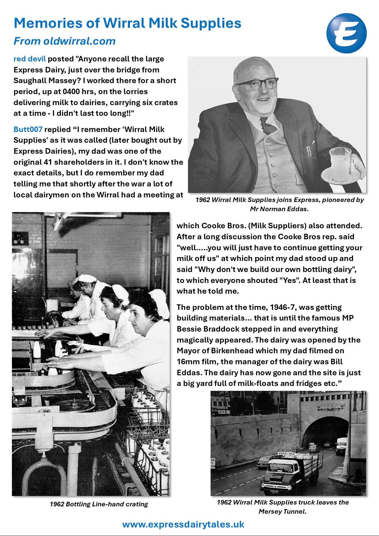 Wirral Milk Supplies memories from www.oldwirral.com