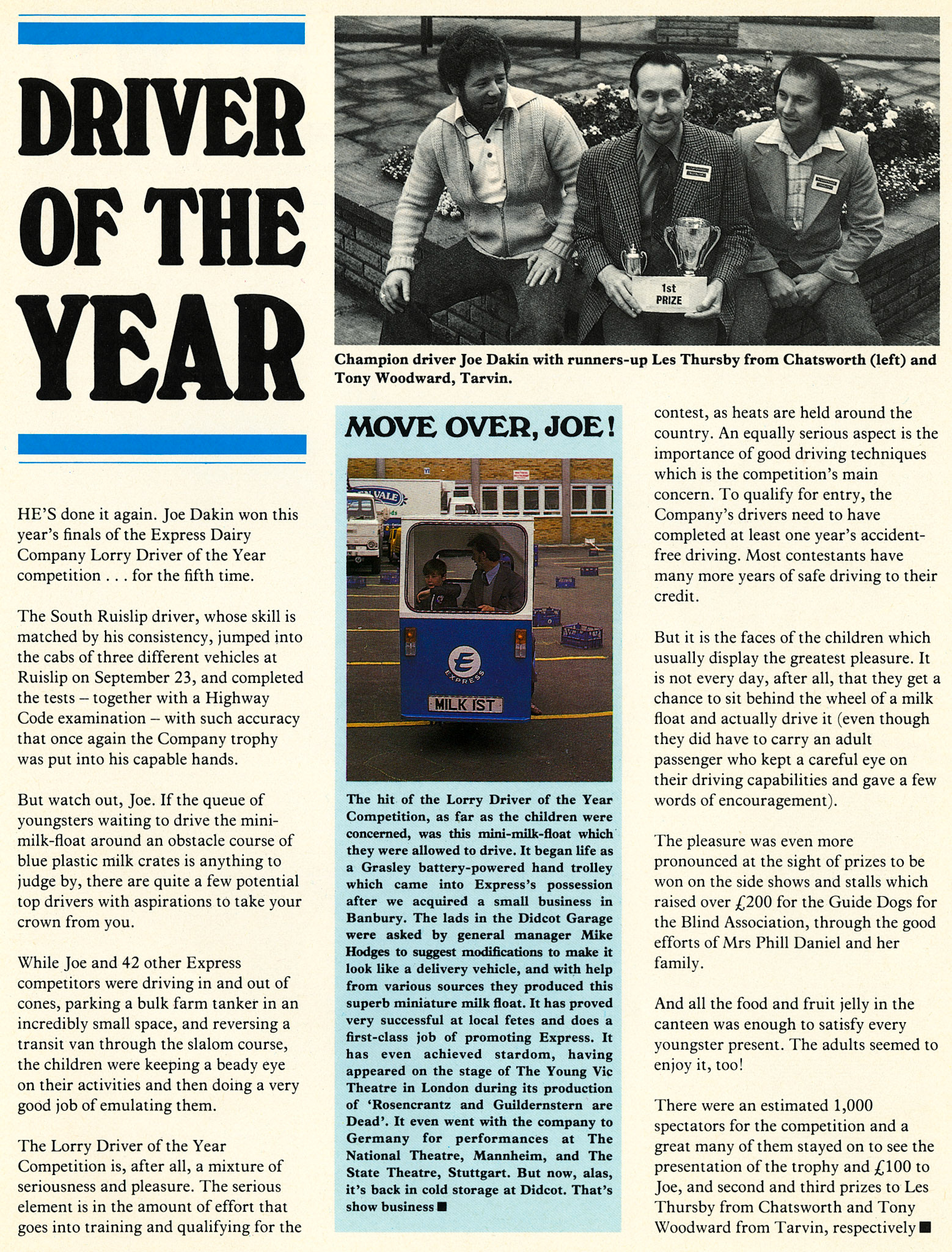 1980 Driver of the Year competition at South Ruislip, special milk float for kids built at Didcot Garage