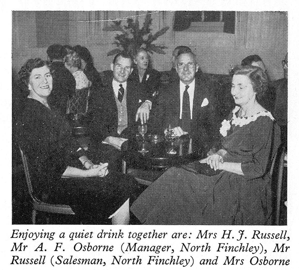 1956 North Finchley staff at the Area 7 Dinner-Dance at Firs Hall. (Express News December)