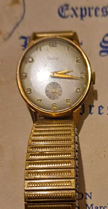 1965-70 Kevin Yates explains "These are items that belonged to my dad Cyril Anthony Yates when he worked for Express Dairy at Levenshulme, as Rounds Supervisor. The watch was for 30 years service in 1970, the other items are from 1965. He worked for Dobson's before Express took over, he sadly passed away in 1987. I joined Express Dairy in 1972 straight from school - I have been retired for two years now (2025). (Courtesy Kevin Yates)