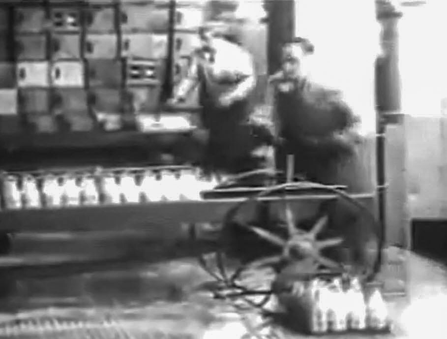 1936 Independent Wholesale Dairies, Harrow Road bottling centre (Stills from Thornycroft promotional video, courtesy Classic Vehicle Channel, YouTube)