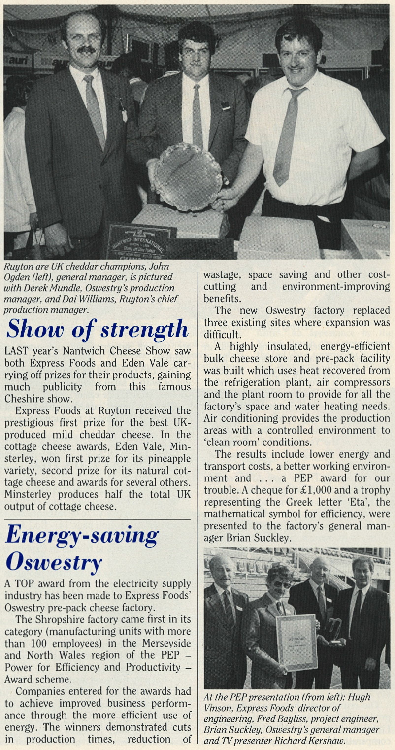 1989 HUGH VINSON (Ruyton and Minsterley win awards at Nantwich, and Oswestry win award for electricity saving)