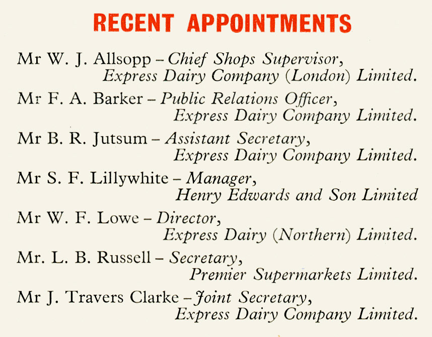 1957 Recent Appointments. (Express News March)