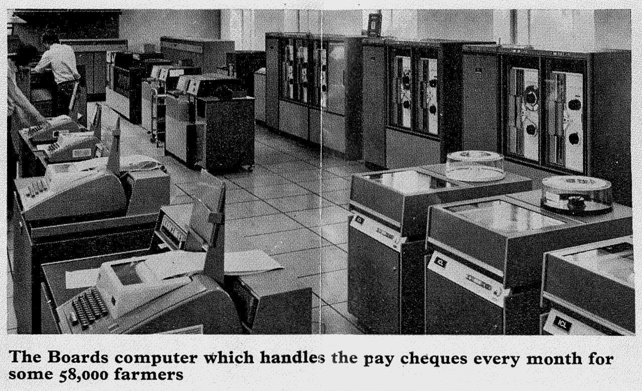1975 Thames Ditton mainframes, from 'Behind the Scenes' of the MMB. Gary Champion comments "The old ICL 1904A Running George 2. Circa 1979."