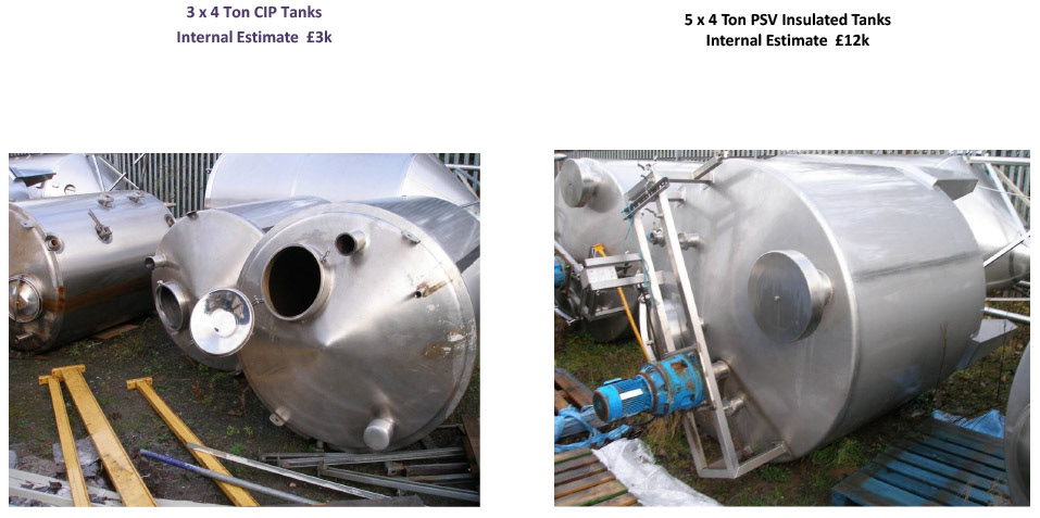 2012 Minsterley: Site Service and Storage Equipment-CIP Tanks.  (Greencore Asset Sale on purchase by Muller, Courtesy Paul Bloor)