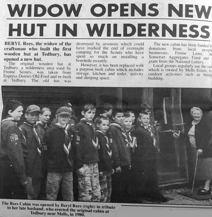 1980 Jane Rees comments "Back in 1979/80 when they were building at Staplemead, my dad Arthur Rees was Transport Manager, and they were going to knock down his old office/porticabin. Instead he asked if he could give it to the local Scout camp at Tedbury for them to use, so over the next months him and his mate took it down piece by piece and put it back together again over at the Scout camp site. He died suddenly in 1980 before it was completely finished, and it’s been rebuilt and vandalised and rebuilt and vandalised over the years… I found this clipping when it was rebuilt and opened again and named The Rees Cabin after my dad, but credit where it’s due, it all started down at the dairy!"