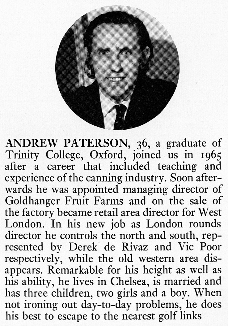 1971 Andrew Paterson appointed as West London Retail Director