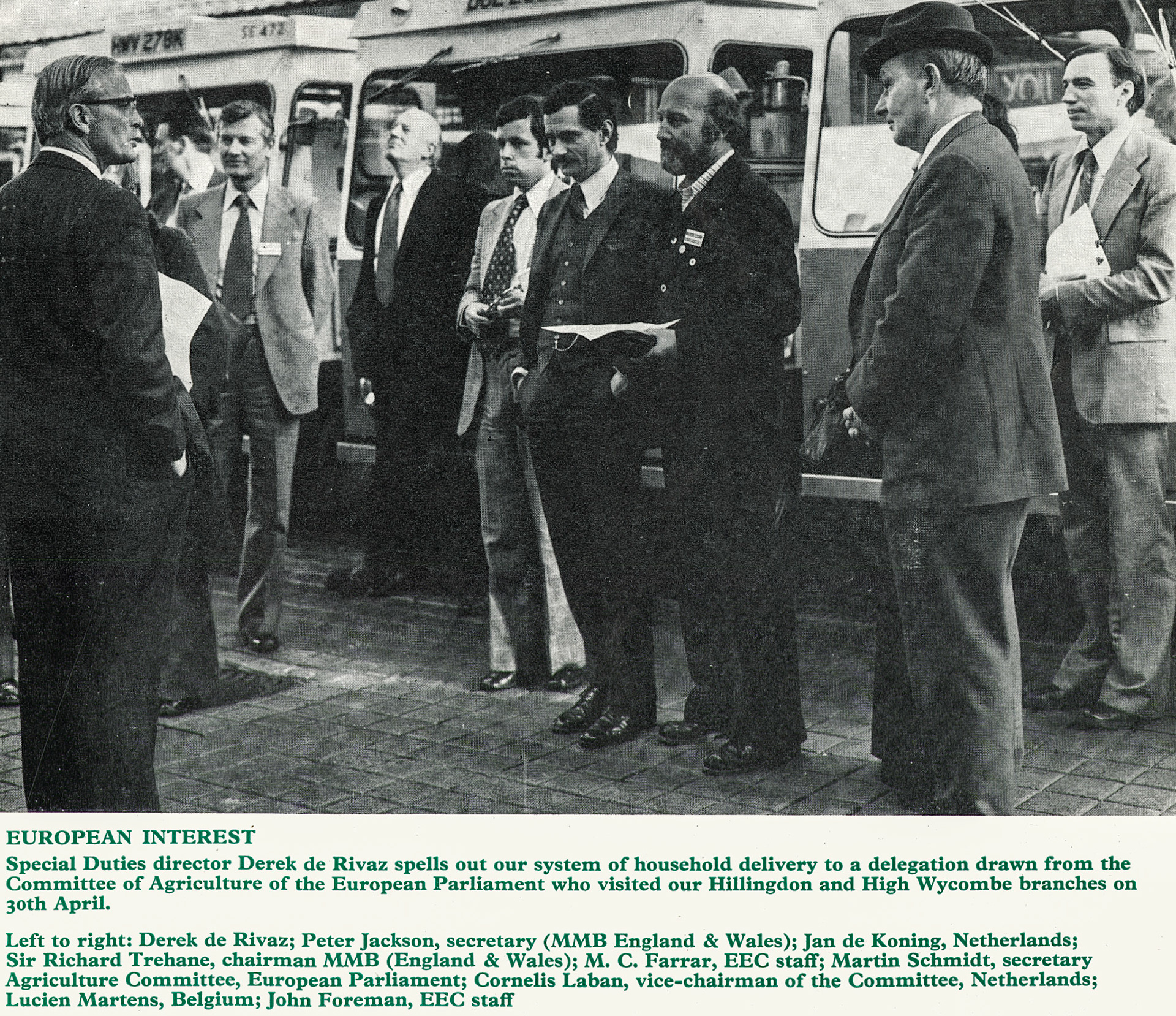 1976 Derek de Rivaz at Hillingdon and High Wycombe with European Parliament visitors. (Express News Summer)