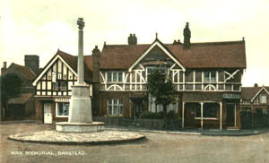 1950s? The Dairy and the Slaughter House at the eastern end of the High Street. "From 1871 to 1907, John Songhurst, bootmaker, occupied the house on the left of this picture, which later became Hodges Dairy. There was a butcher's shop on the corner of Sutton Lane in 1839, with a slaughterhouse behind. Henry Haydon worked there from 1862 and Henry Parker, whose name appears over the shop doorway, from 1918 until he moved to premises further down the High Street. Hodges then also took over the corner plot." (Courtesy https://www.bansteadhistory.com/)