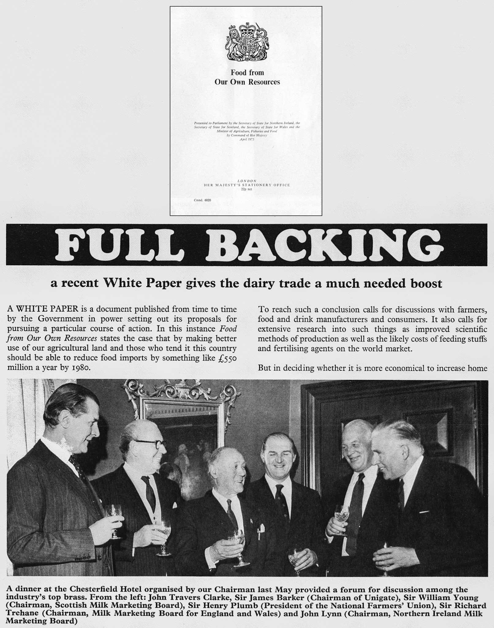 1975 Government White Paper 'Food from our own resources' discussed. (Express News Autumn)