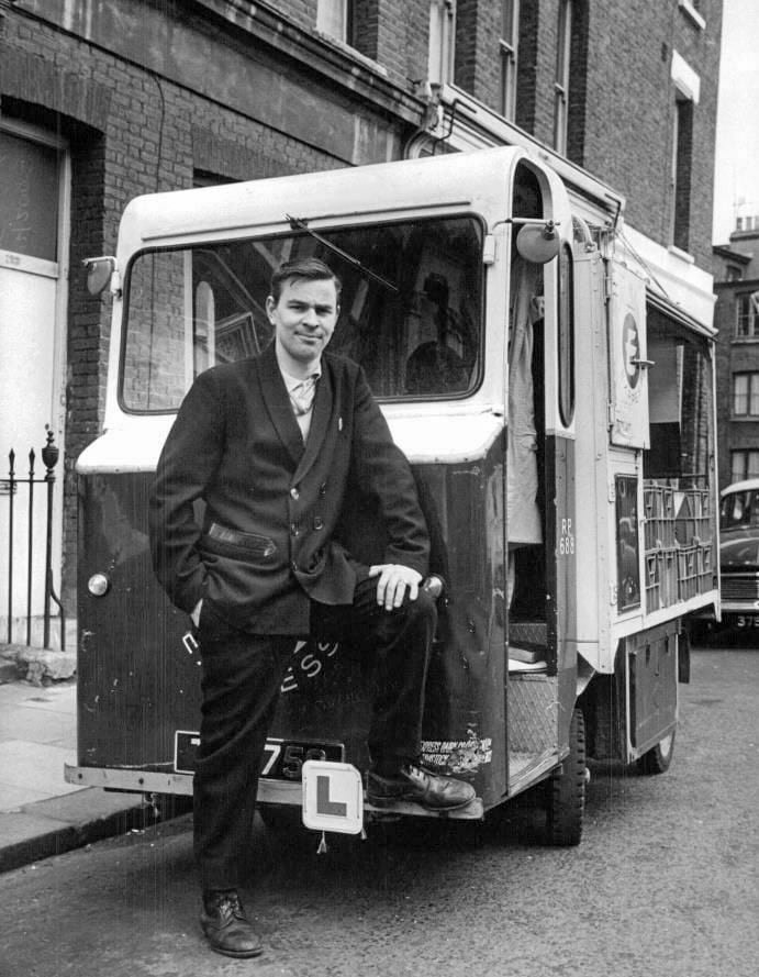 1960's? Lloyd Rich comments "Long lost breed, a milkman and his milk float-Electruck Rider milk float. Express Dairy had depots all over London, I remember the one in Blackheath SE3 was in our road and a few of us boys living there in the 60's, growing up, managed to get a milk round at weekends helping  one of the many milkmen. We would earn a few Shillings each weekend, and now and then they might let us drive the milk float a little bit on quiet streets, using the same floats as seen here." (Courtesy Lloyd Rich, posted in  Old London Photos FB Group)