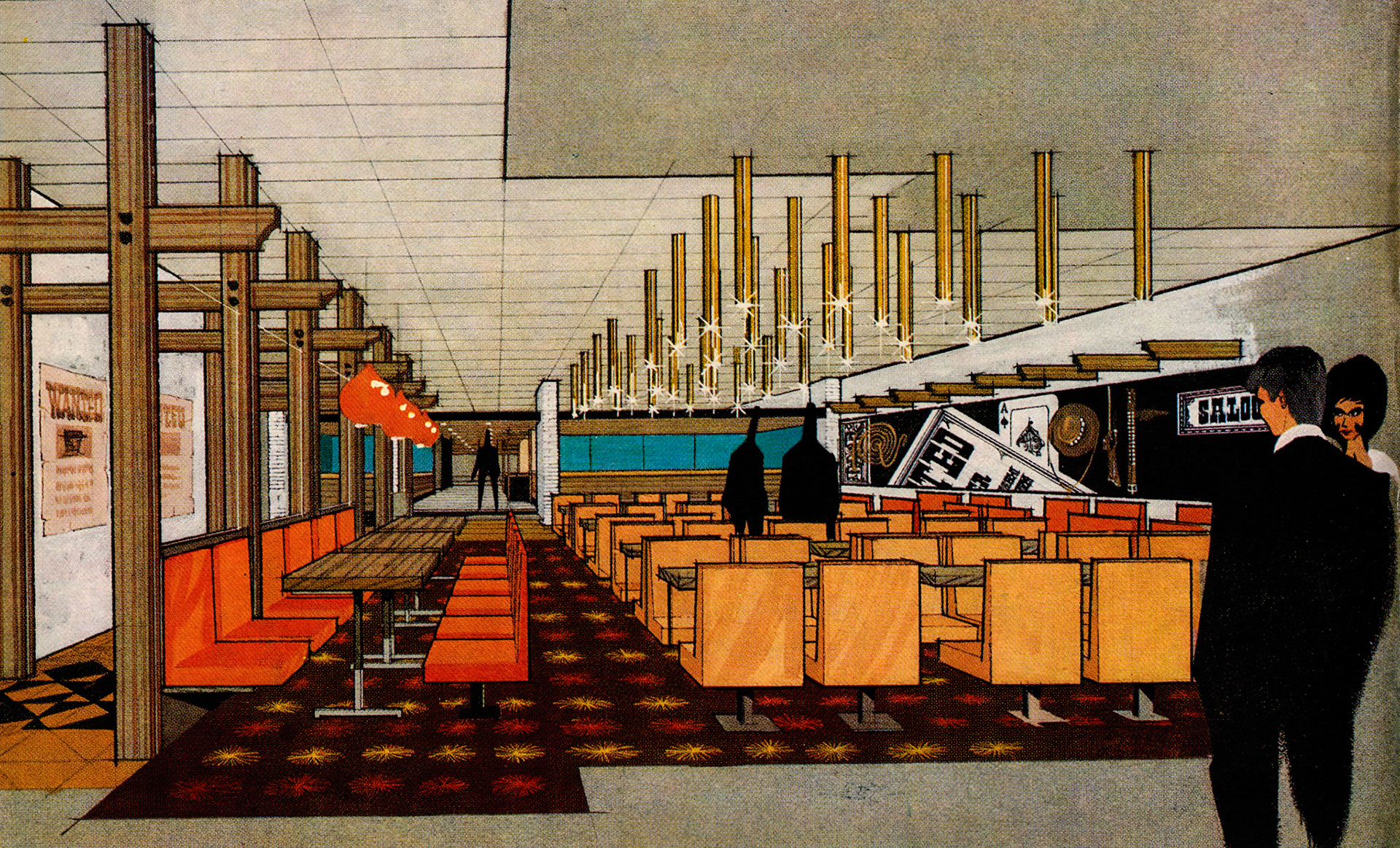 1965 Artists impression of a quick-serve alternative-Griddle Inn-with more limited menu. (Express News Summer/Autumn)