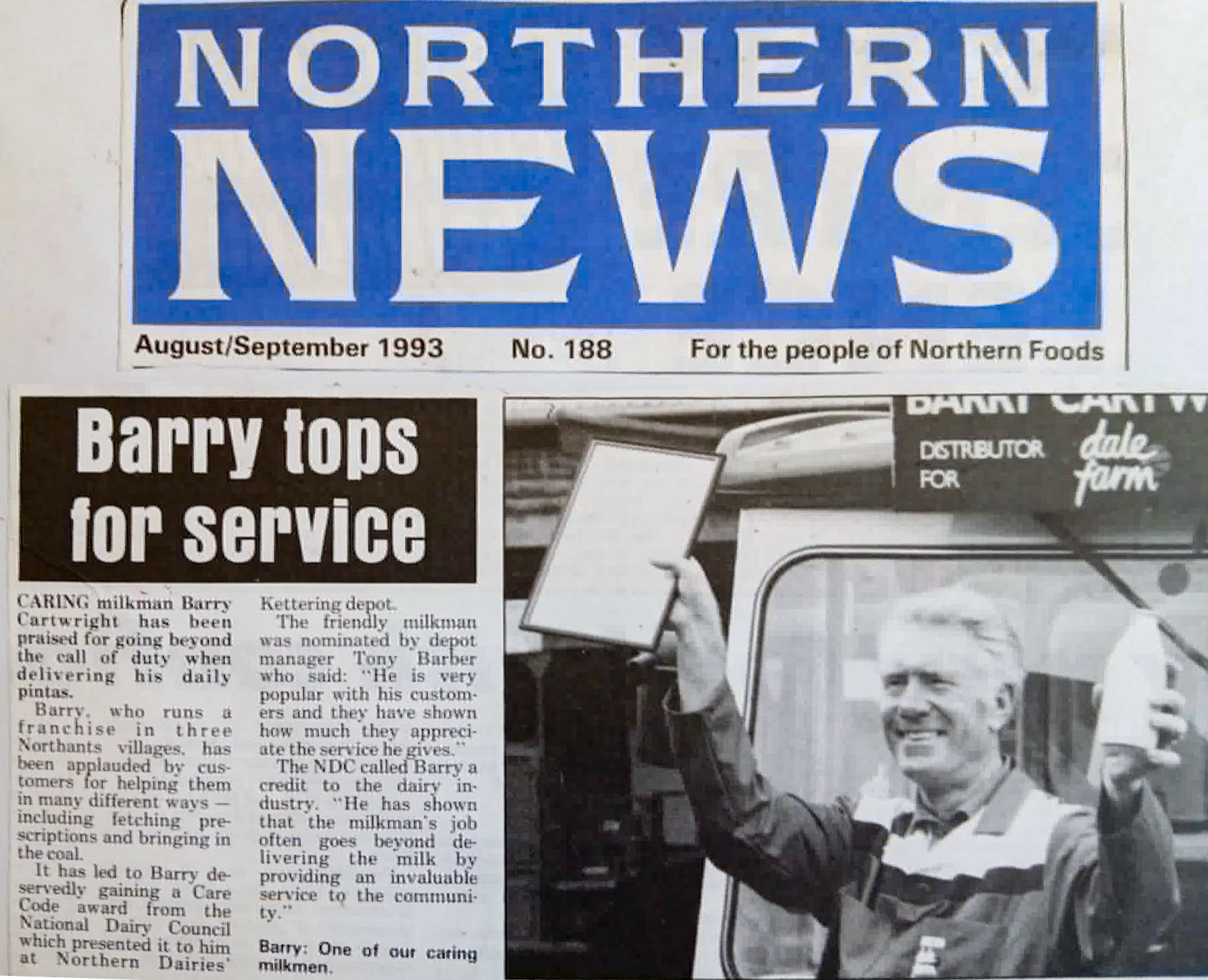 1993 Barry Cartwright from Kettering Depot gained an award for helping customers in three Northants villages. (Courtesy Paul Smith)