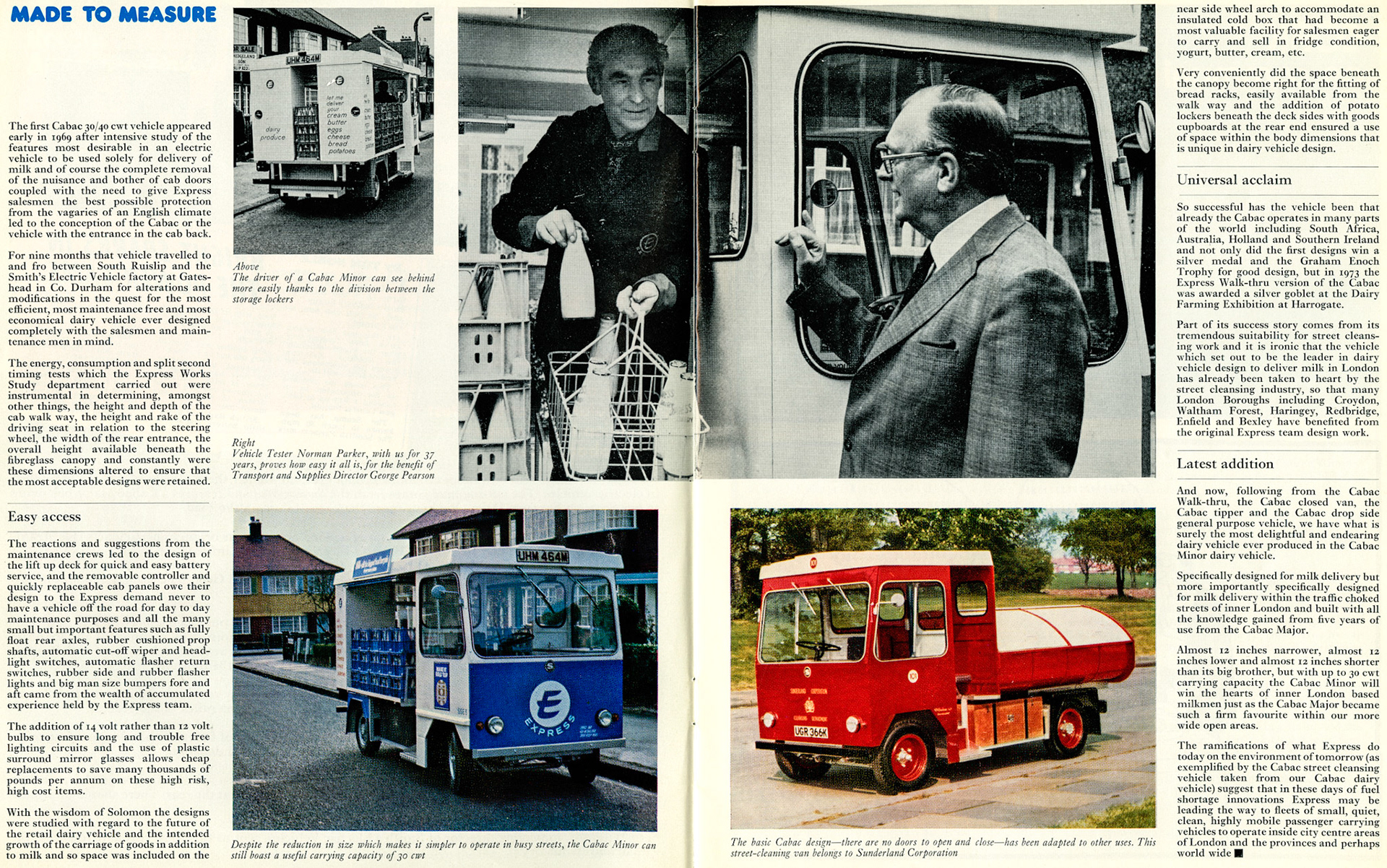 1974 New 'Cabac Minor' electric vehicle launched