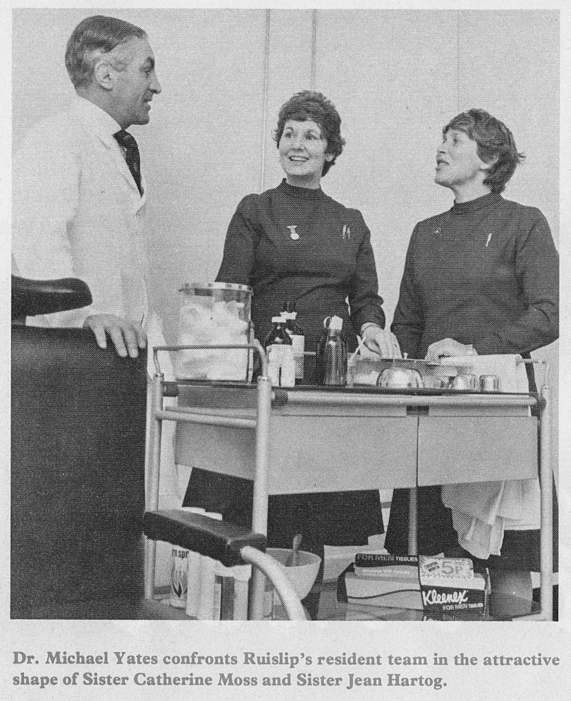 1977 Dr Michael Yates with Sister Catherine Moss and Sister Jean Hartog at South Ruislip