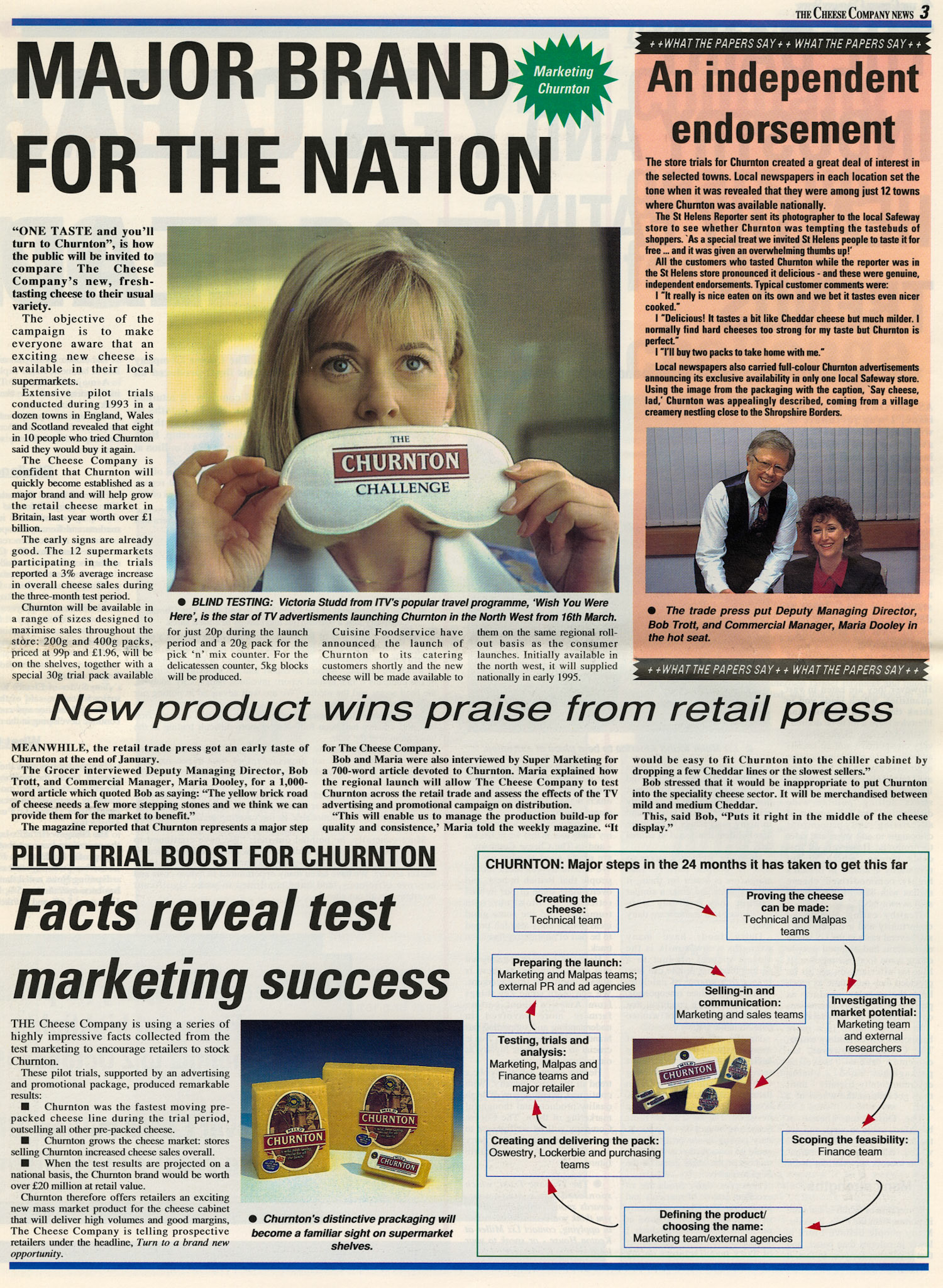 1994 - 'Churnton' launch in Cheese Company Newsletter