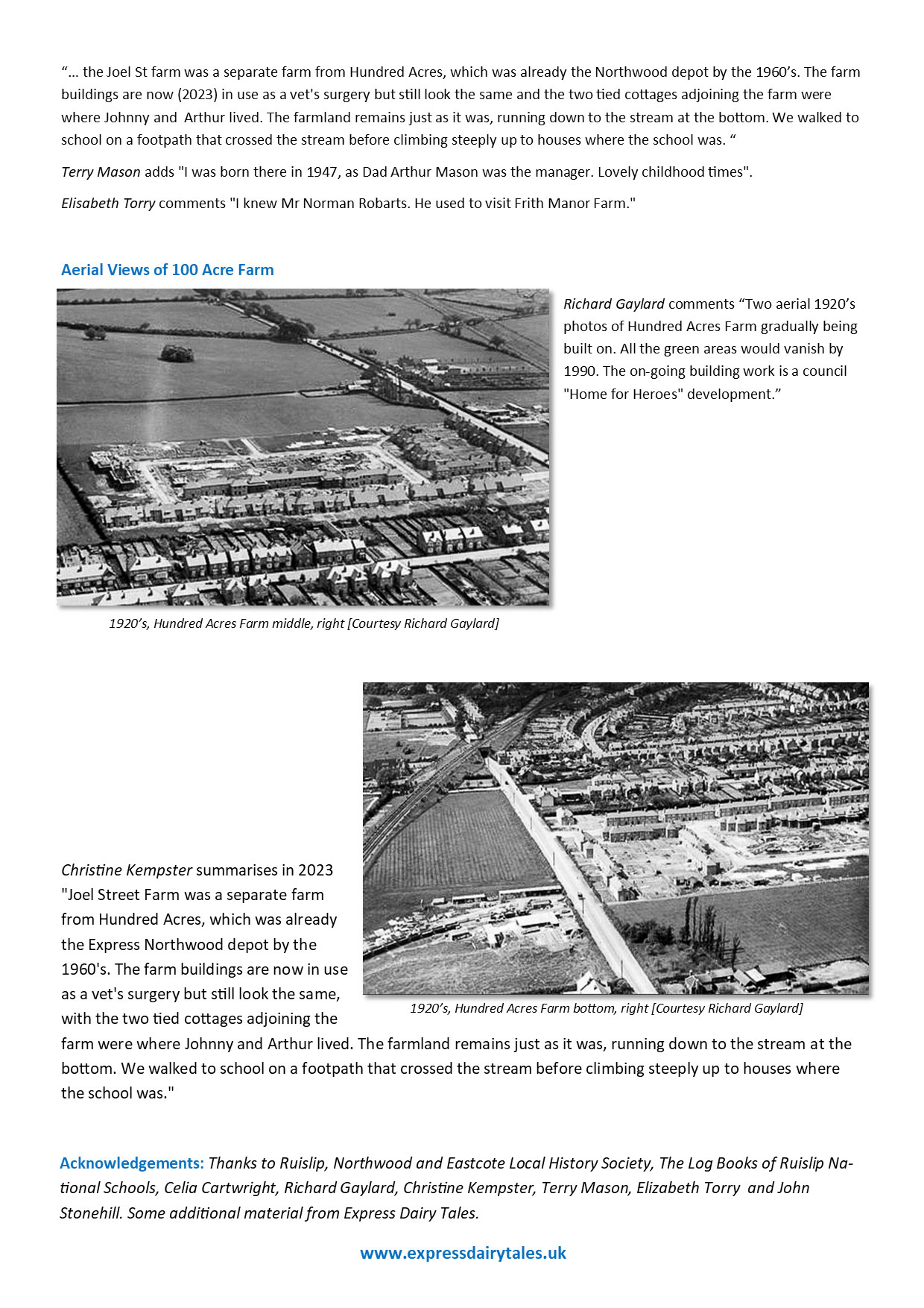 2025 Hundred Acre &amp; Joel Street Farms (Express Dairy Tales publication)