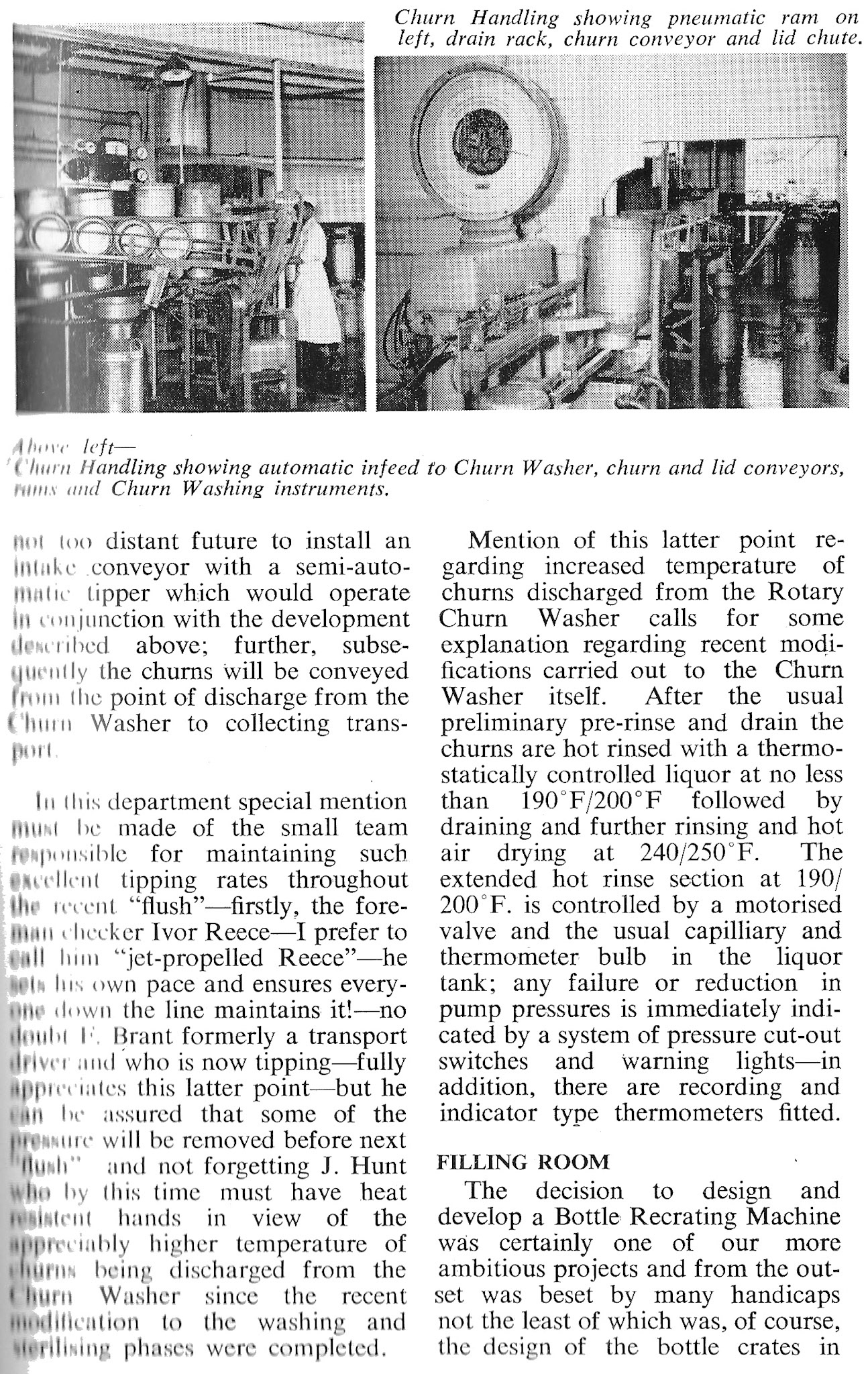 1956 August-'Mechanisation' of Didcot Dairy-Churn Reception and recrater. (Courtesy Book of Job, Roberts Foundation)