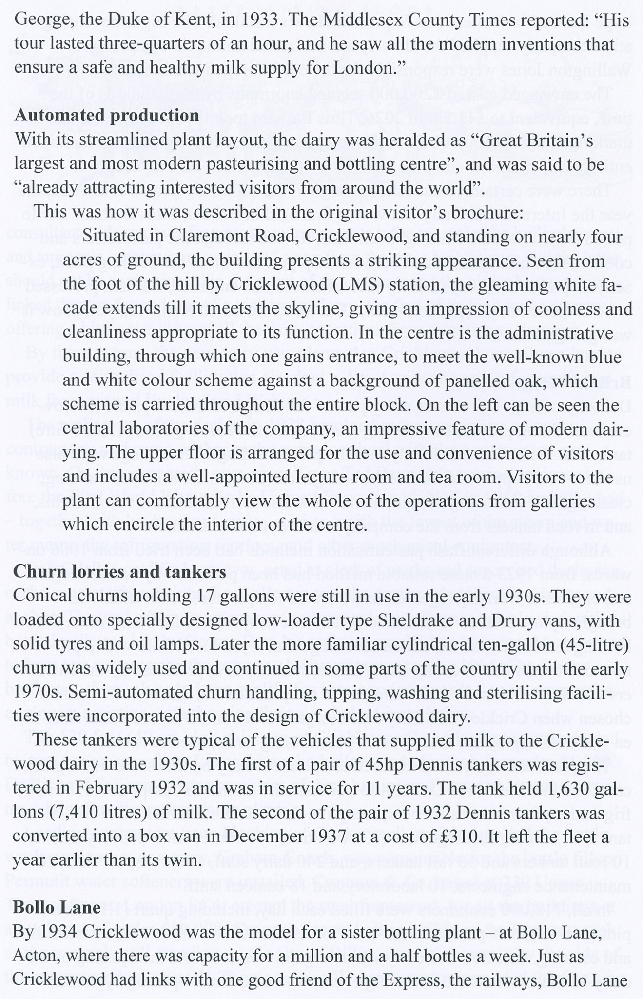 2026 Cricklewood Dairy History. Article written by Peter Roper published in the Great London Industrial Archeological Society Journal, Volume 24.