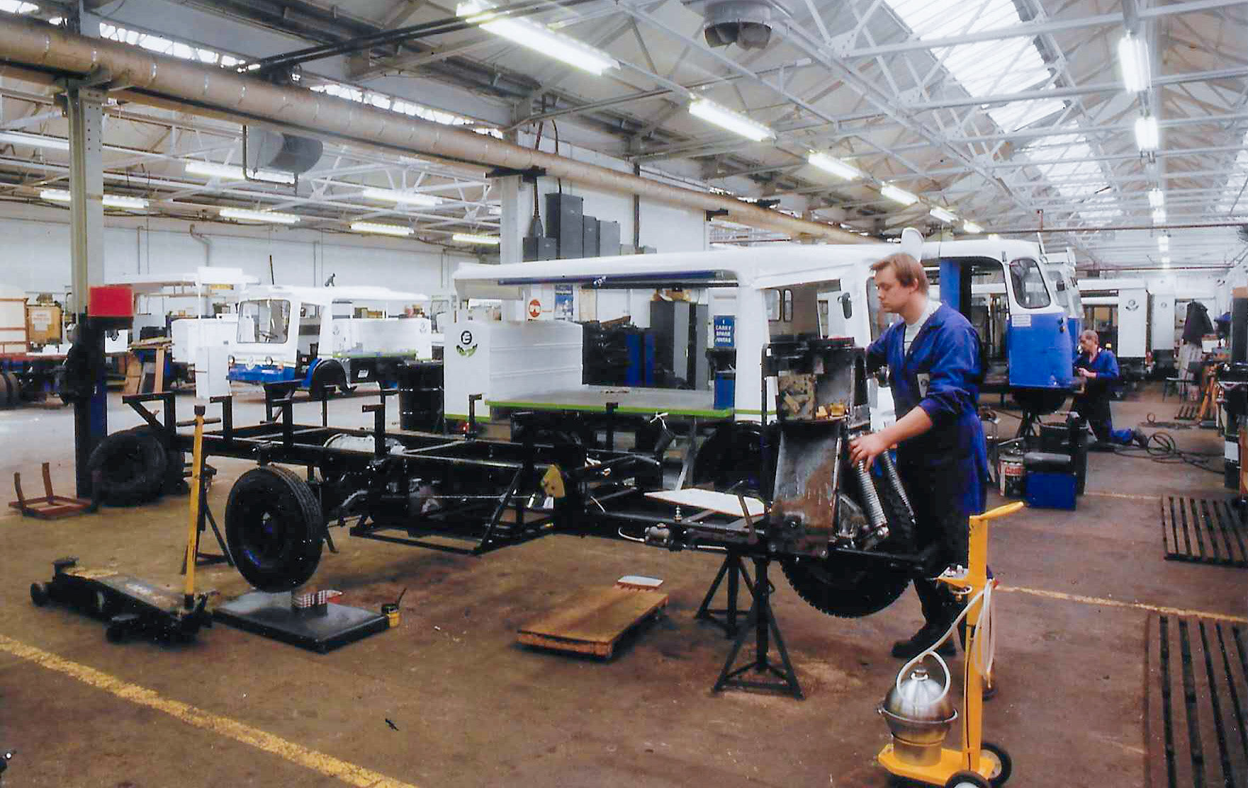 1980's South Ruislip Electric Vehicle workshops. Paul Batchelor comments "I would say mid to late 80s as Steve in the photo looked quite young there."