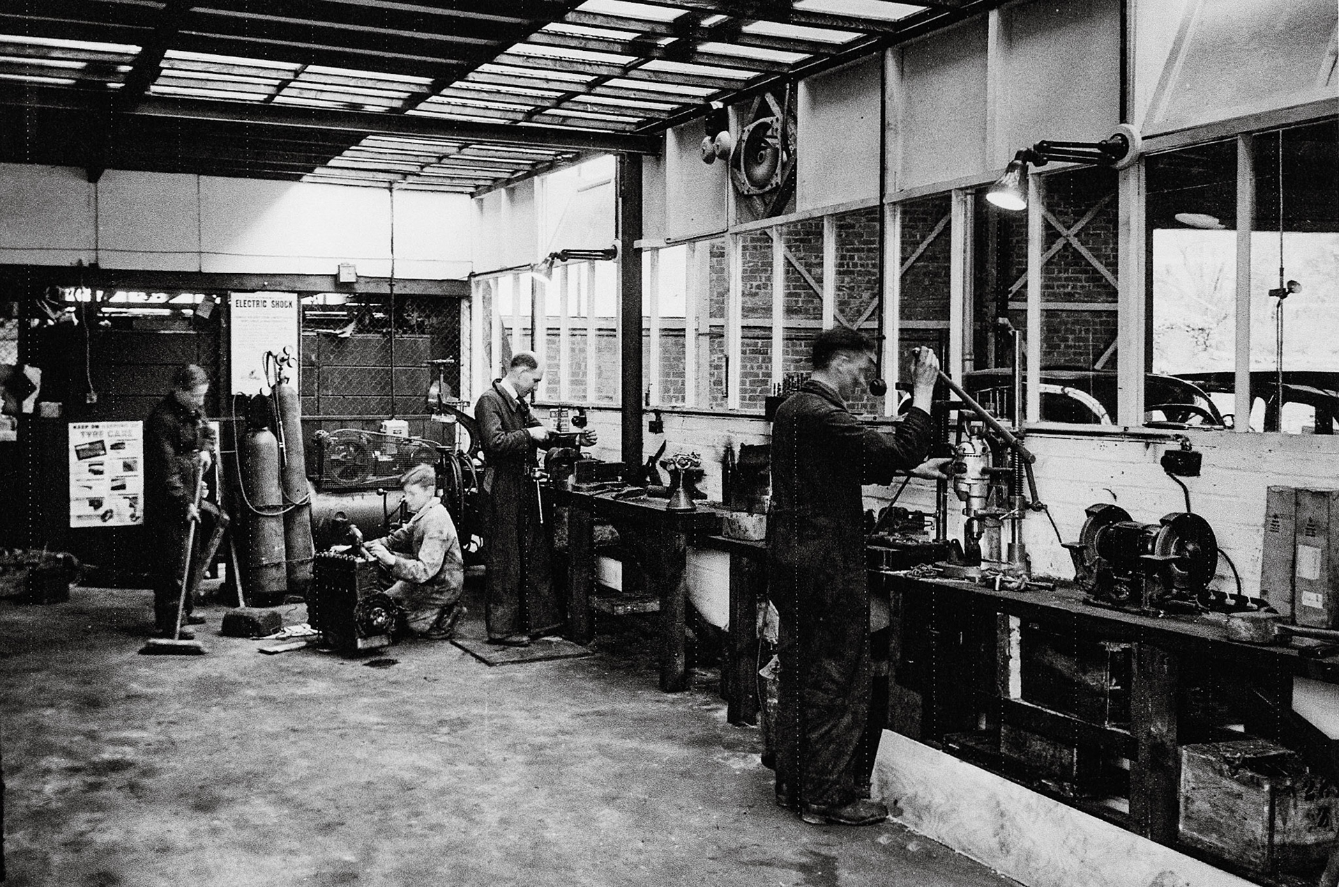 1950's? engineering workshop. (Courtesy Keith Sweetland)