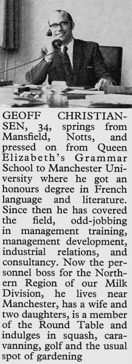 1975 Geoff Christiansen appointed Northern Region Personnel Director. (Express News Autumn)