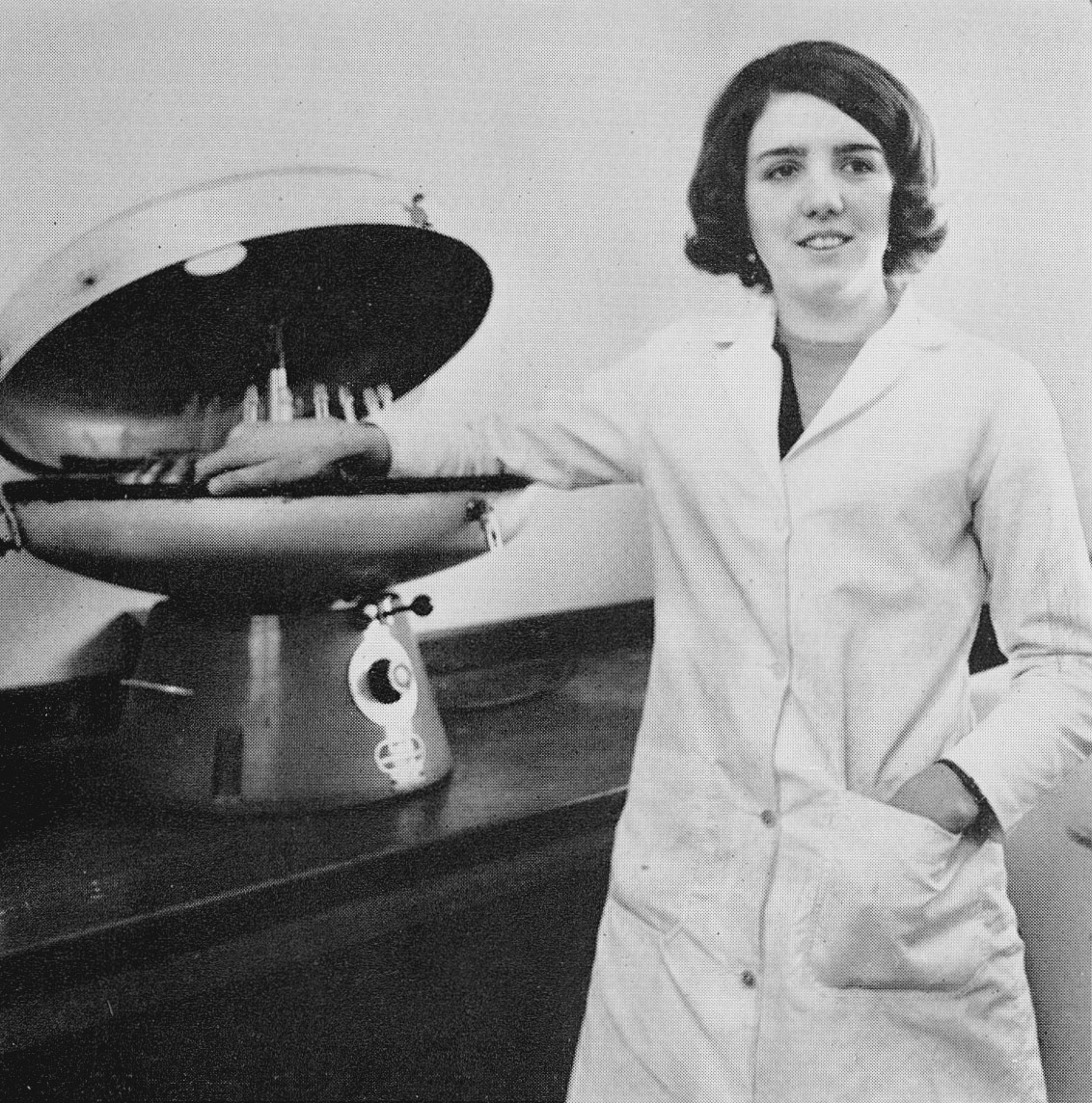 1970 Ruyton Lab Assistant Gwennan Lewis, working for supervisor Ray Williams (Courtesy Doreen Williams)