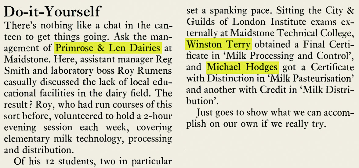1969 Roy Rumes, laboratory head at Primrose and Len, arranges City and Guilds training for successful students Winston Terry and Mike Hodges. (Express News Christmas)