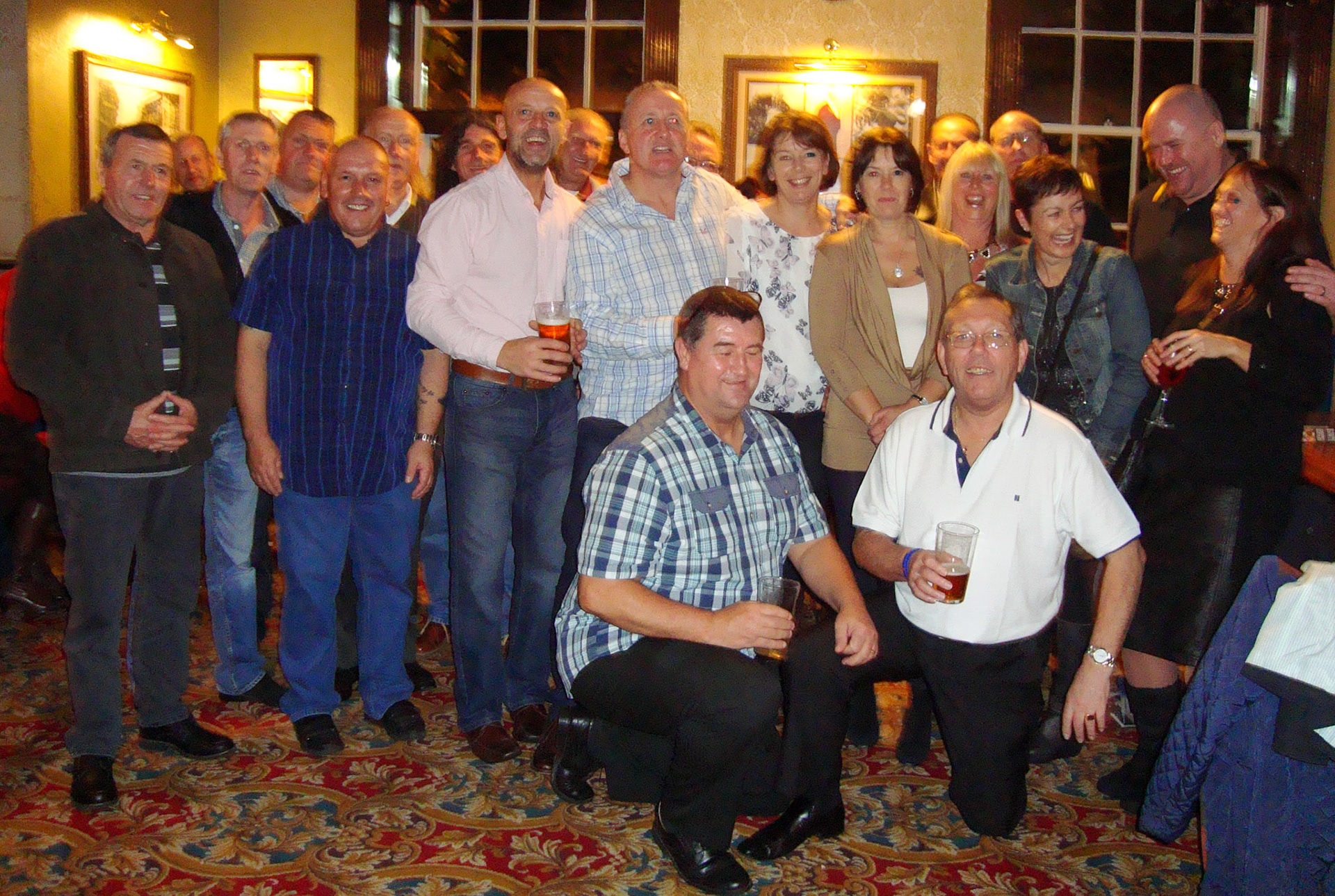2014 Exeter Staff Reunion. Mike Browning on the left, Mike Chrichard centre. (Courtesy Phillip Budd)
