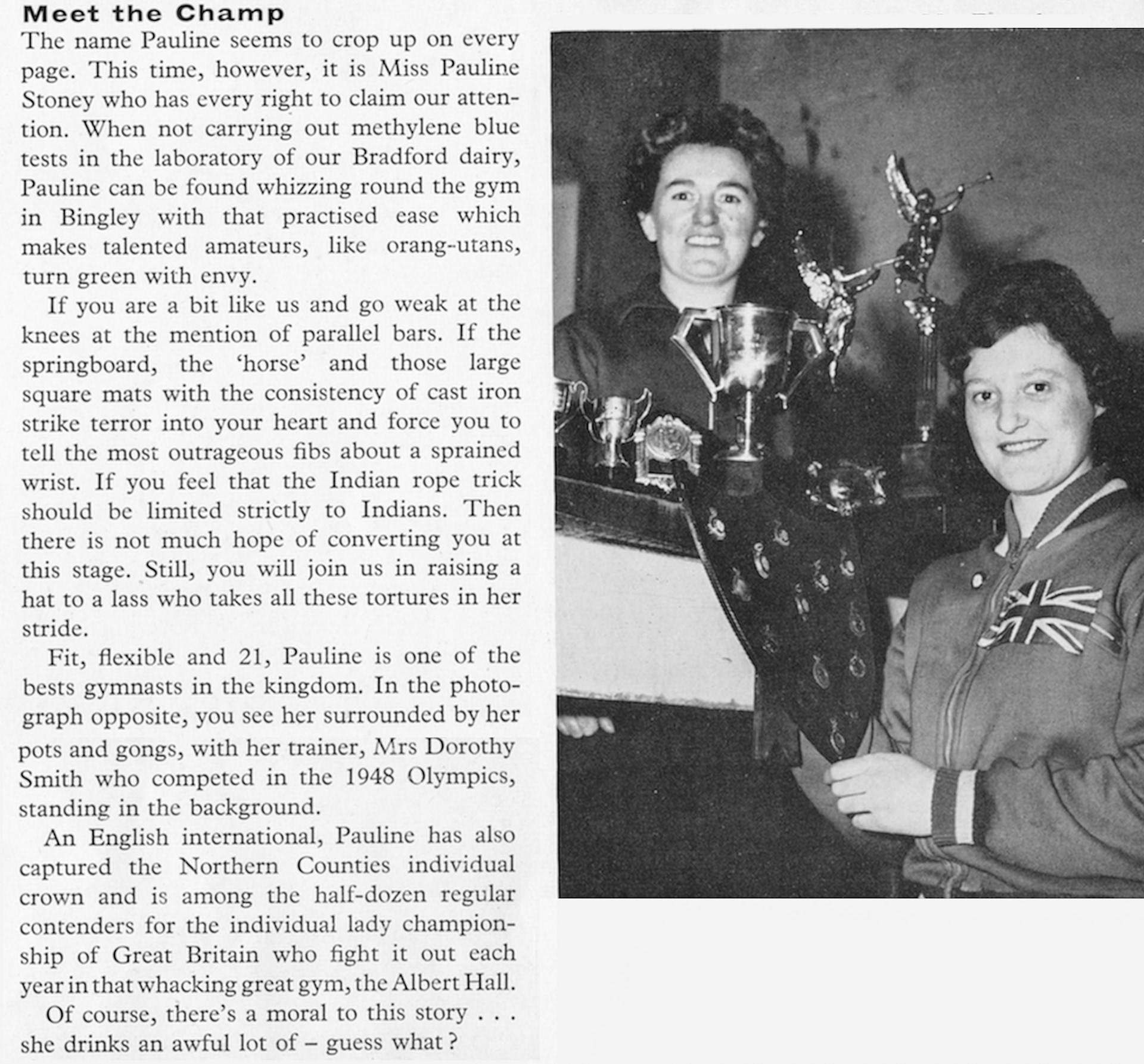 1961 Bradford laboratory assistant Pauline Stoney was an international gymnast. (Express News Summer)