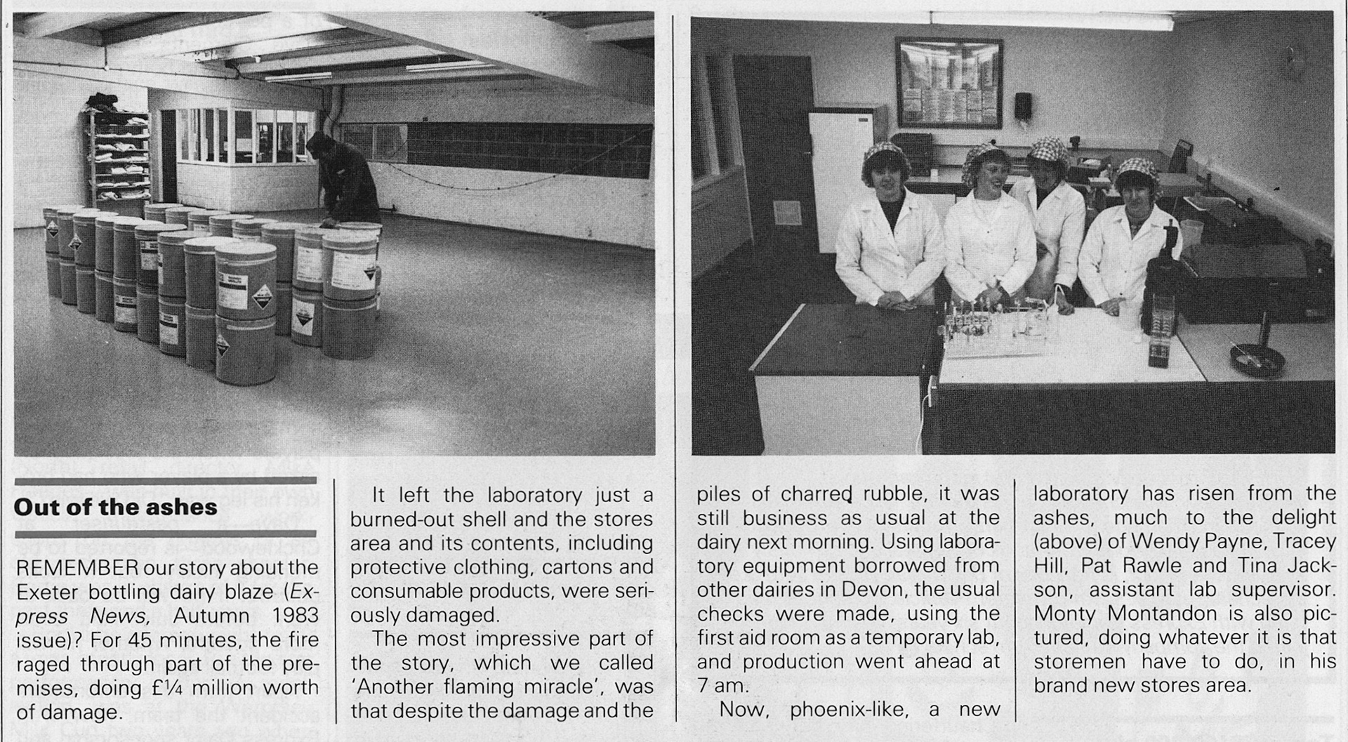 1984 new stores and laboratory at Exeter following the fire the previous year.