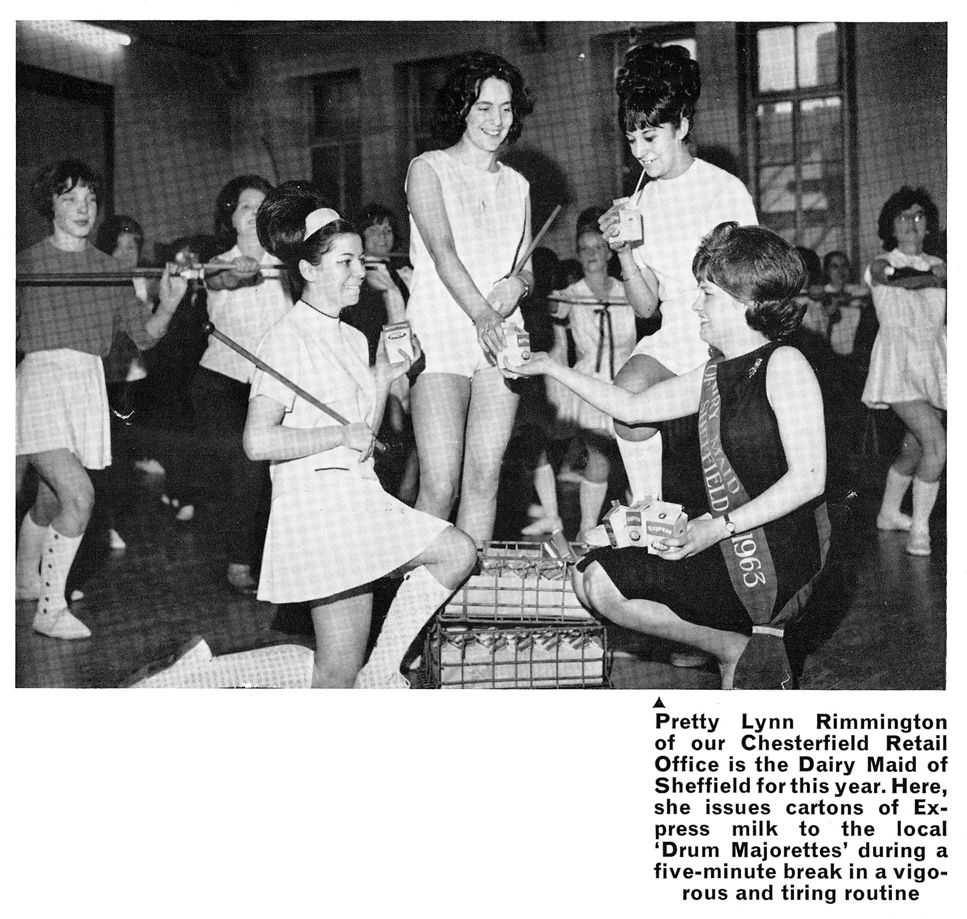 1964 Chesterfield Retail's Lynn Rimmington is Dairy Maid of Sheffield. From August 'Express Extra' newsletter (Courtesy Paul Luke)