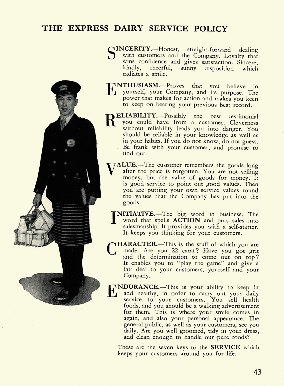 1956 Express Salesman's Manual, Fourth Edition published 1954, presented to Roger Gillard, Orpington Depot